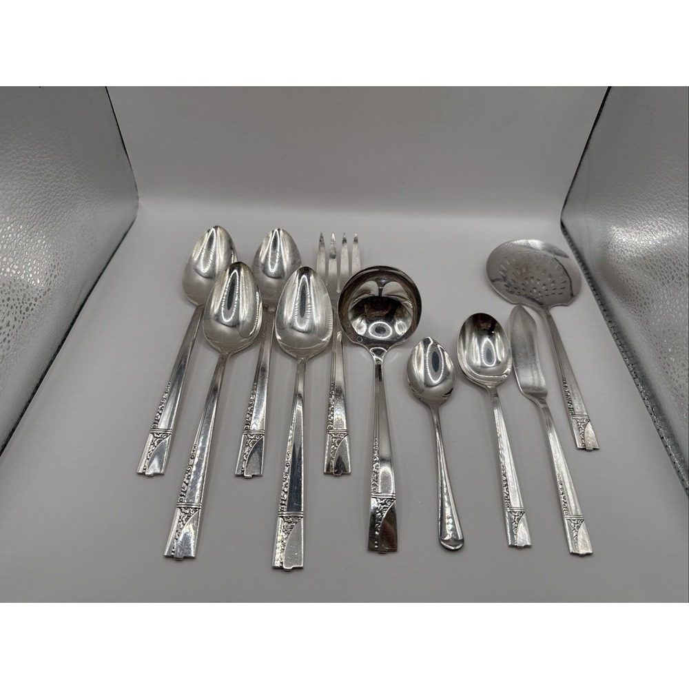 Vintage 1938 Oneida Nobility Caprice Silver Plated Serving Set 10 Pieces